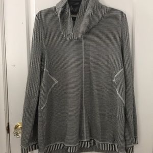Black and white stripe cowl neck sweatshirt